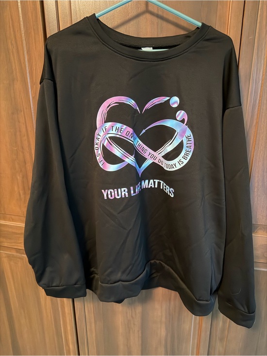 None Sweaters - Black "Your Life Matters" Graphic Sweatshirt